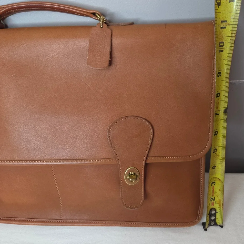 Vintage COACH 5275 Leather Briefcase Messenger Bag British Tan Made in USA 80s